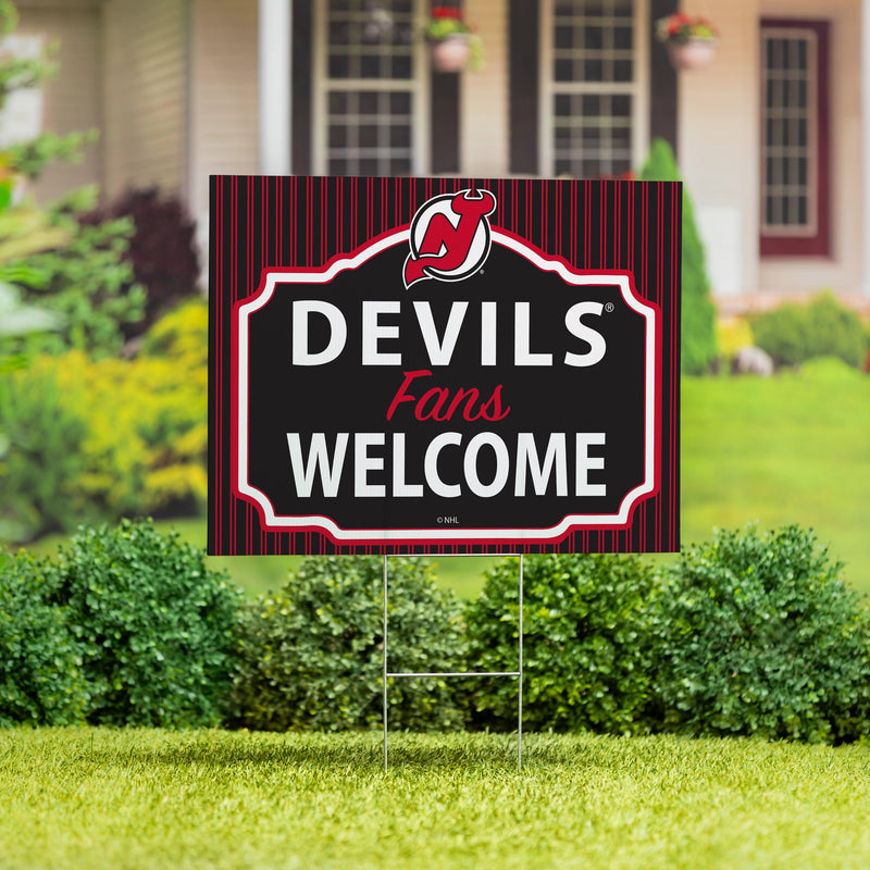 New Jersey Devils Yard Sign, "Fans Welcome"