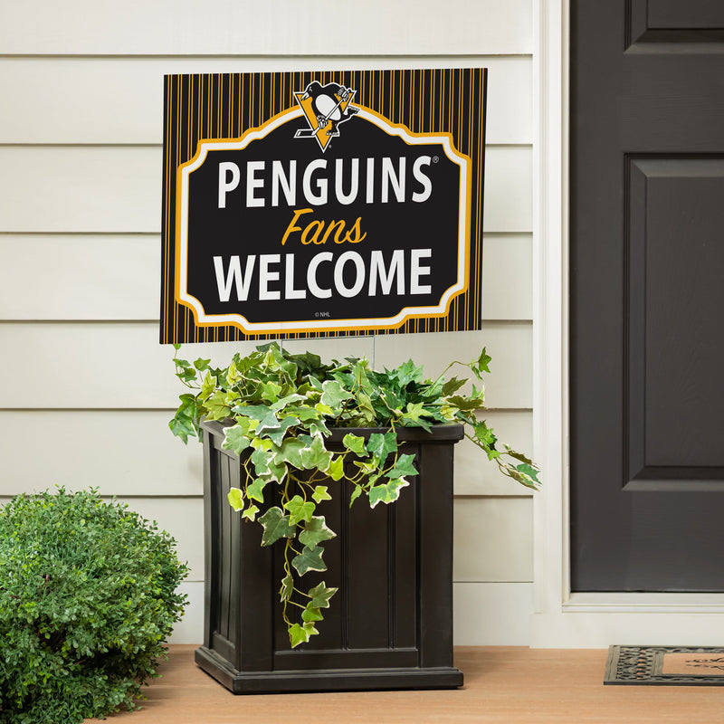 Pittsburgh Penguins Yard Sign, "Fans Welcome"