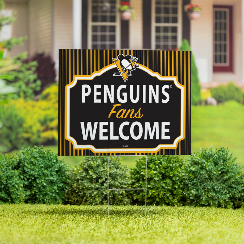 Pittsburgh Penguins Yard Sign, "Fans Welcome"