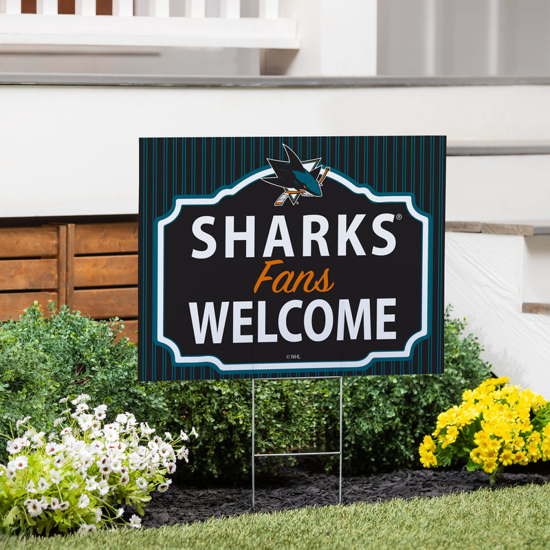 San Jose Sharks Yard Sign, "Fans Welcome"