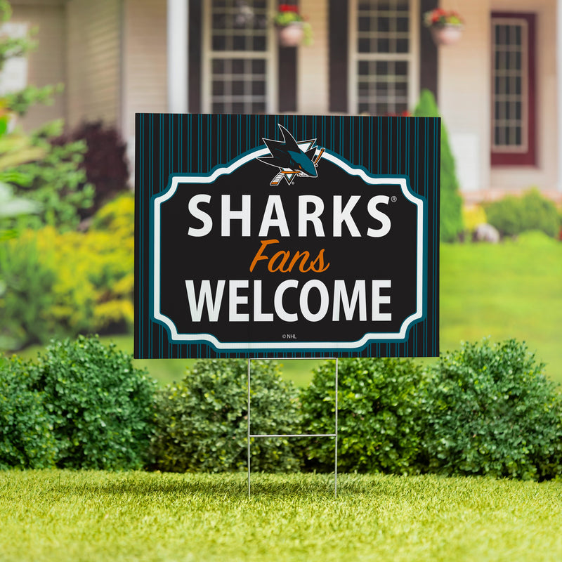 San Jose Sharks Yard Sign, "Fans Welcome"