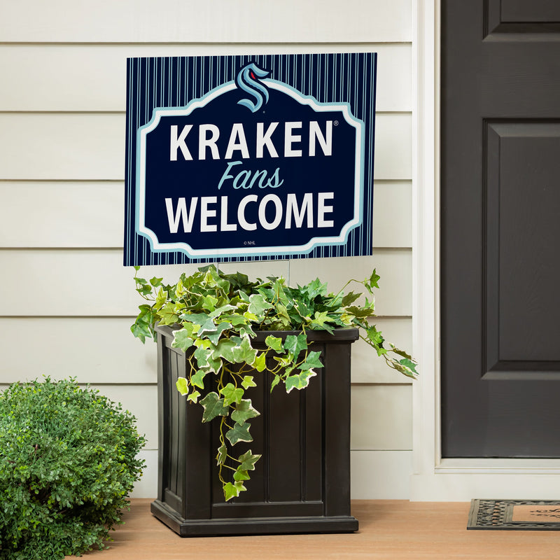 Seattle Kraken Yard Sign, "Fans Welcome"