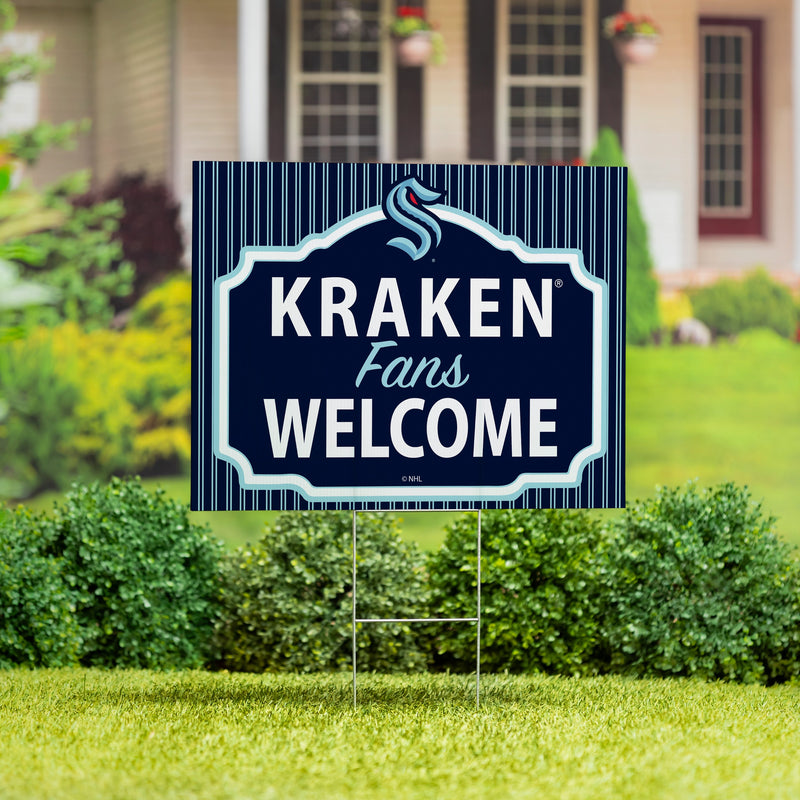 Seattle Kraken Yard Sign, "Fans Welcome"