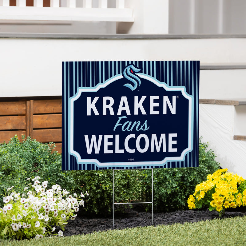 Seattle Kraken Yard Sign, "Fans Welcome"