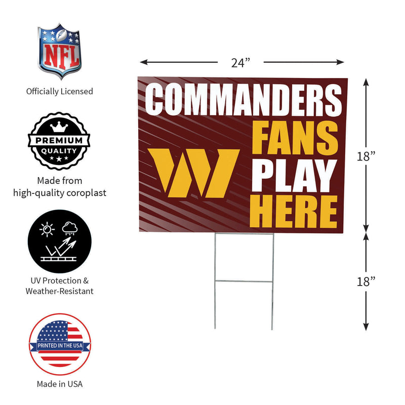 Washington Commanders Yard Sign "Fans Play Here"