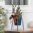Red and Blue Reindeer Metal Planter, Asst of 2