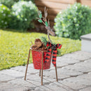 Red and Blue Reindeer Metal Planter, Asst of 2