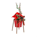 Red and Blue Reindeer Metal Planter, Asst of 2