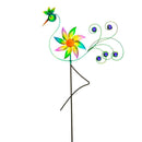 Cheerful Summer Days Windspinner Garden Stake, Green/yellow/pink Bird, Short