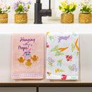 Bunny Blooms Kitchen Towels Tea Towel Set Program, Easter, 4 Asst Sets of 2, 12 SEts Total