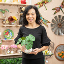 Green Leaves in Acrylic Water With Glass Vase,4fl233