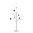 Holiday Poinsettia Tree Cardinal Birch with Cardinals Indoor/Outdoor LED Tree, 48"H