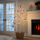 Holiday Poinsettia Tree Cardinal Birch with Cardinals Indoor/Outdoor LED Tree, 72"H