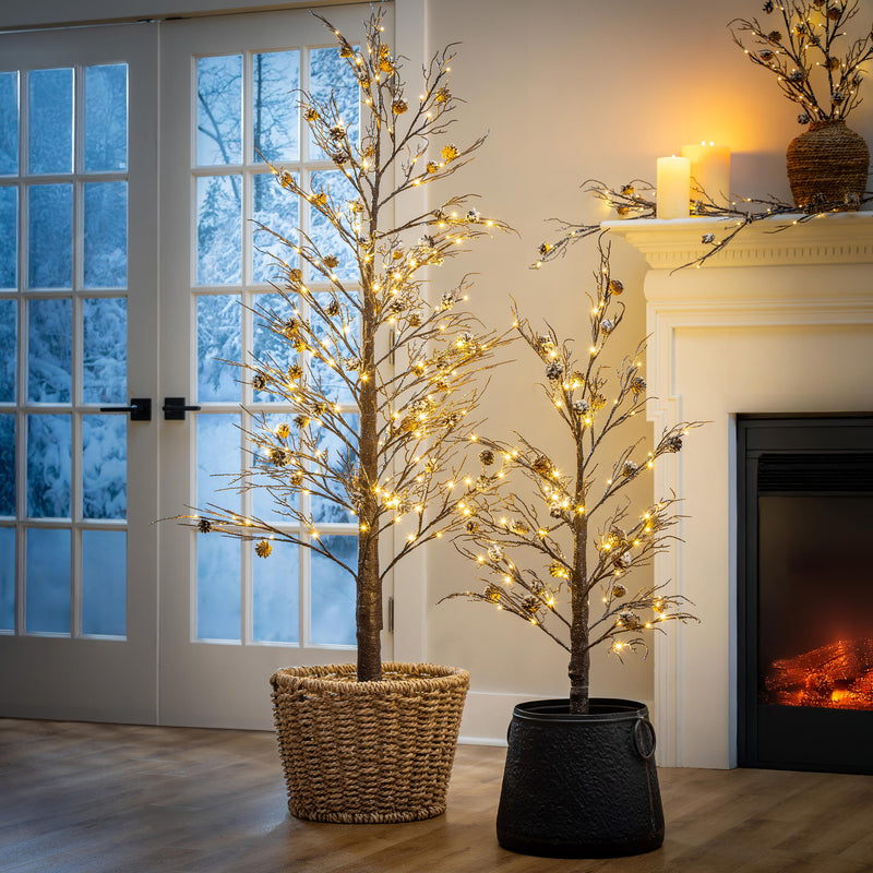 Woodland Storybook Tree Pine Cone Frosted Indoor/Outdoor LED Tree, 48"H