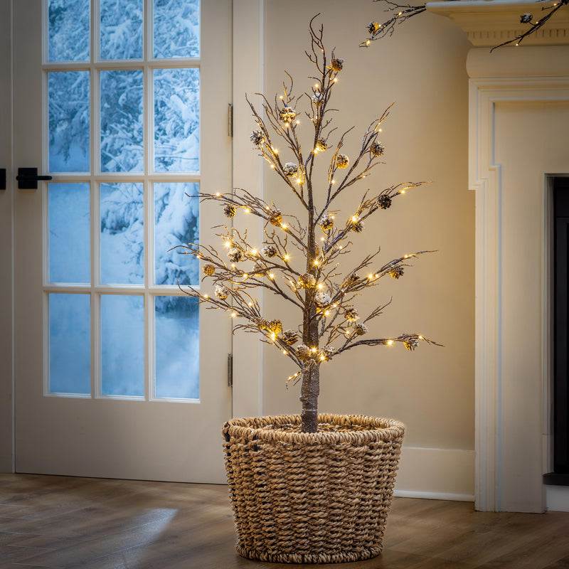 Woodland Storybook Tree Pine Cone Frosted Indoor/Outdoor LED Tree, 48"H
