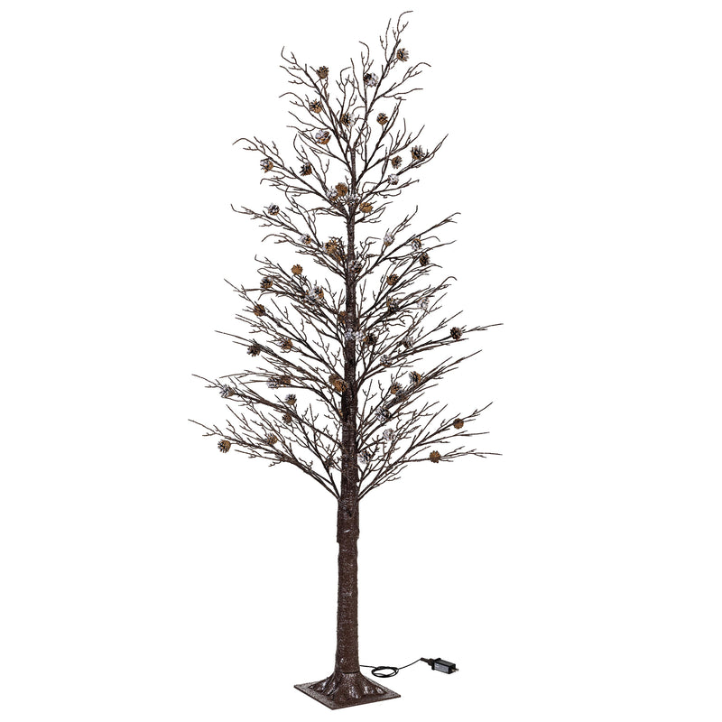 Woodland Storybook Tree Pine Cone Frosted Indoor/Outdoor LED Tree, 72"H