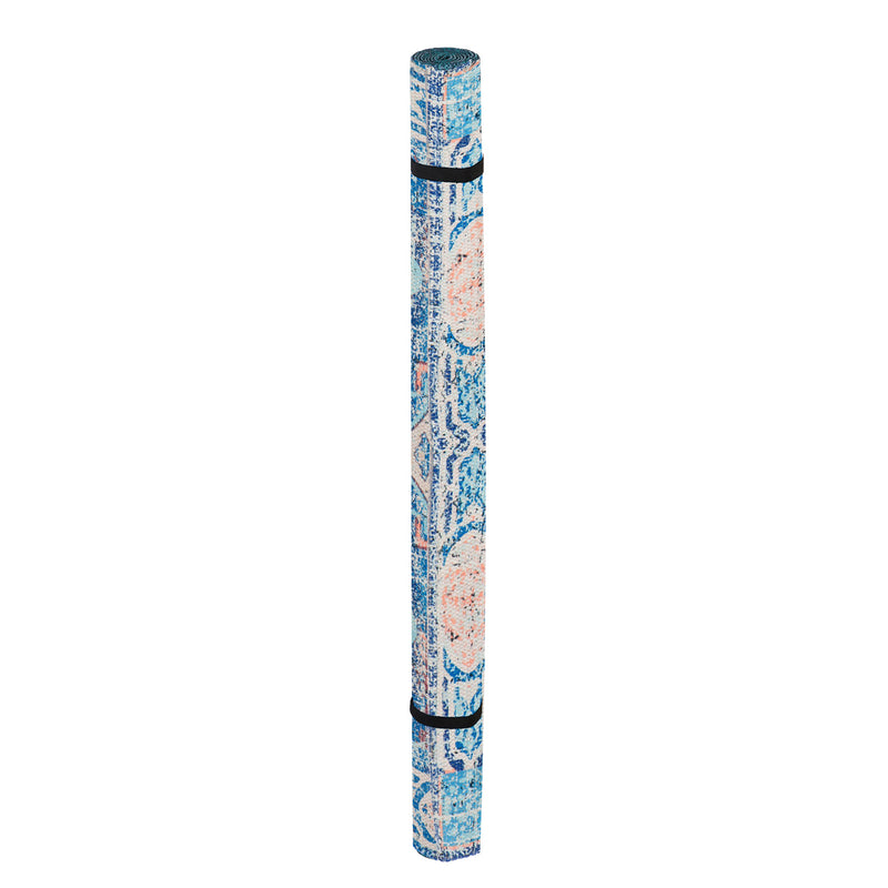 Blue with Coral Digitally-Printed Indoor/Outdoor  Rug, 4'x6',4ir001