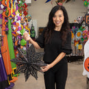 18" LED Paper Hanging Decor, Black Spider Web,4led032