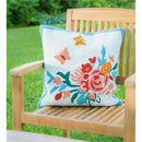 Indoor/Outdoor Hooked Pillow  18"x18" Butterfly Meadow