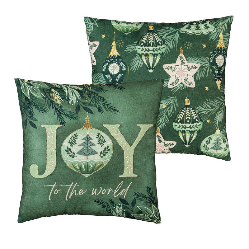 Greenery Joy To The World Pillow Cover