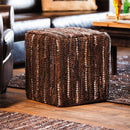 Brown Leather Pouf