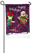 Happy Holiday Bicycle Garden Linen Flag