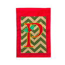 Garden Burlap Holly Monogram P Flag