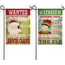 Santa and Elf Wanted Signs Garden Suede Flag