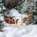Santa,Sleigh and Reindeer Lighted Landscape Panel Stakes,Set of 5
