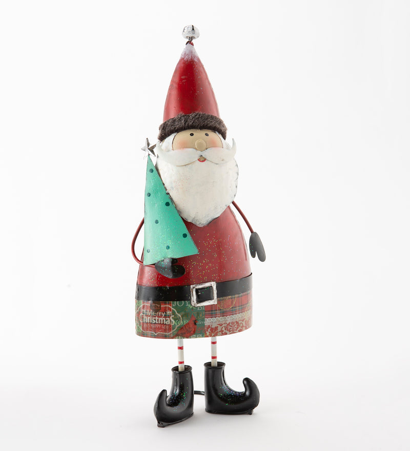 Evergreen Statuary,Indoor/Outdoor Vintage Holiday Santa Metal Christmas Statue,4.5x7.75x21 Inches