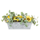 Faux Sunflower, Lemon and Eucalyptus Floral Arrangement in Planter