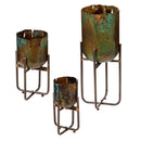Distressed Metal Raised Planters, Set of 3