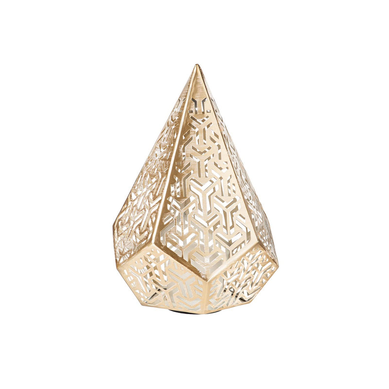 Gold Fire Flame Battery Operated Geomatrix Die Cut Lantern, Small