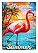 Always Summertime Flamingo Garden Suede Flag