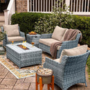 5Pcs Alum Wicker  Conversation Set with Cushions