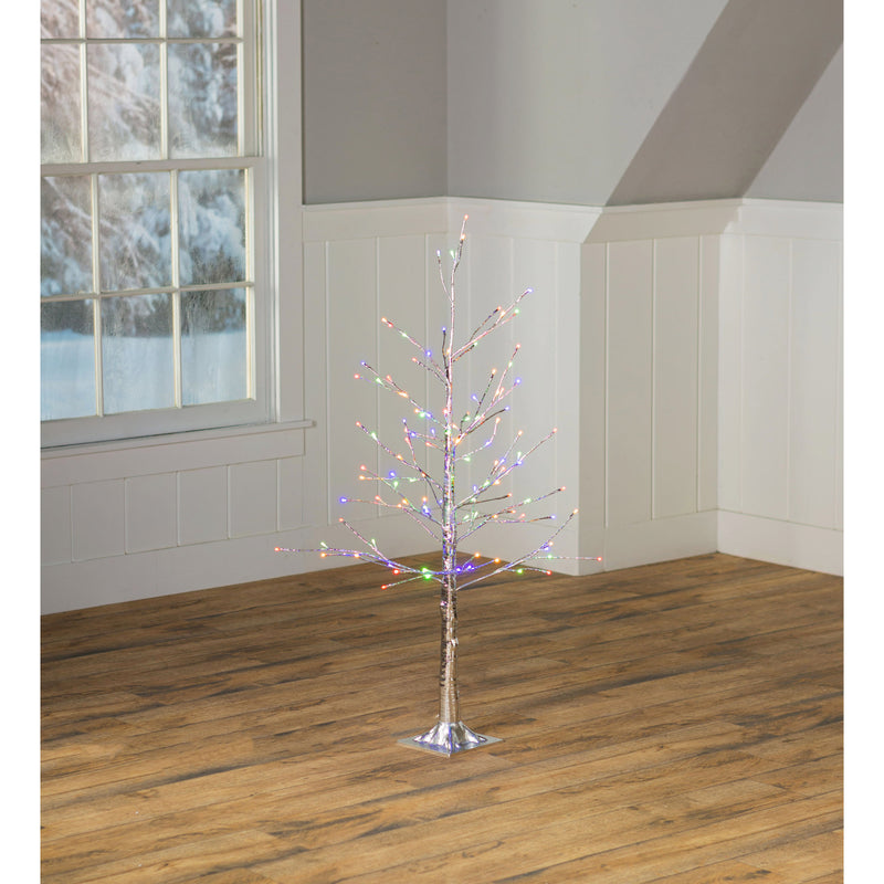4'H Indoor/Outdoor Silver Metallic Tree with 112 Dual-Function Lights,65s94