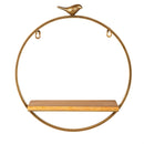 Gold Circle Wall Shelf with Bird, Set of 2