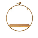 Gold Circle Wall Shelf with Bird, Set of 2