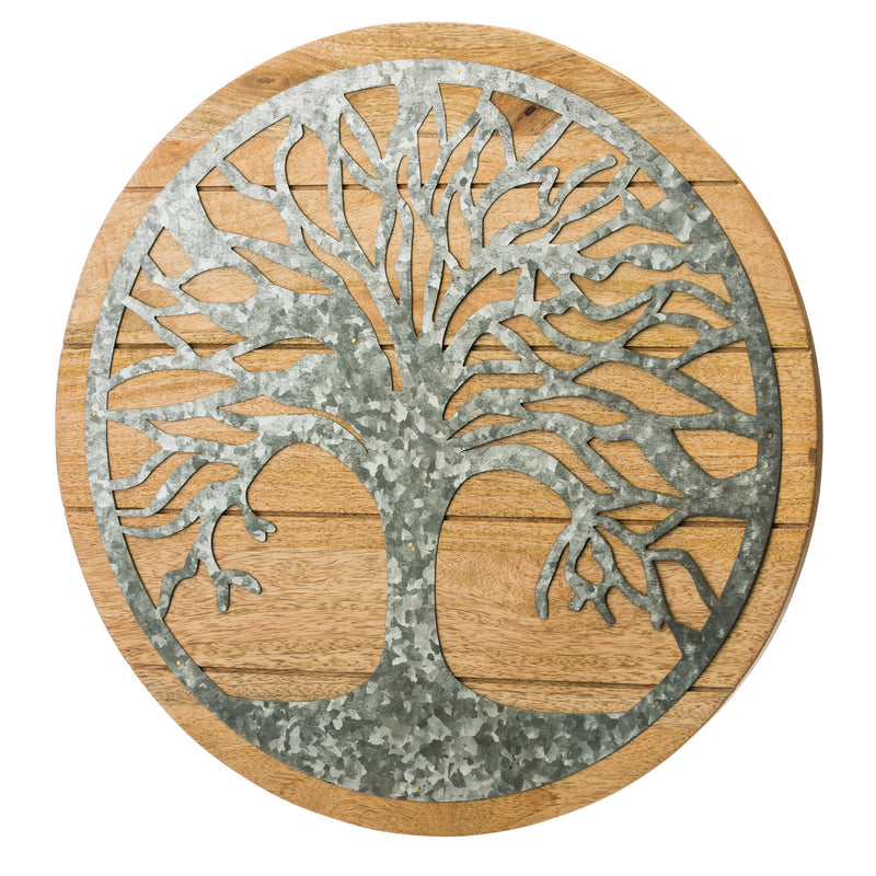 Round Tree of Life Wood and Metal Wall Decor,6awd105