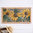 Metal Embossed Sunflower Wood Framed Wall D√©cor