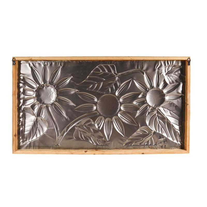 Metal Embossed Sunflower Wood Framed Wall D√©cor
