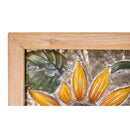 Metal Embossed Sunflower Wood Framed Wall D√©cor