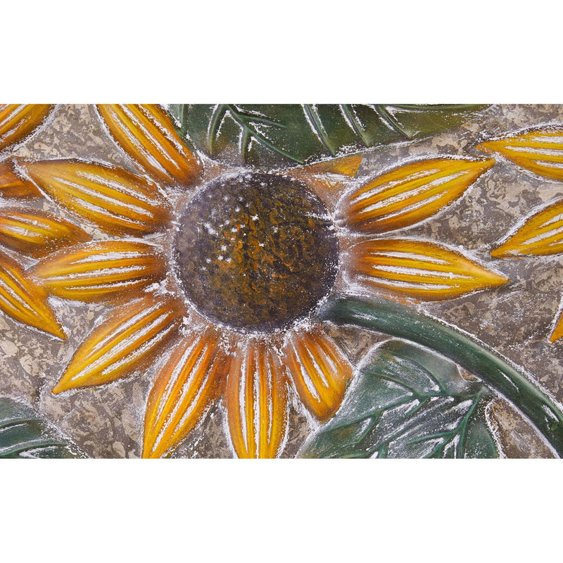 Metal Embossed Sunflower Wood Framed Wall D√©cor