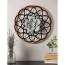24" Geometric and Floral Metal and Wood Wall Décor