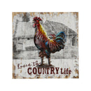 24" x 24" Wood and Metal Rooster Wall Art