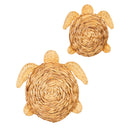 17"L x 17"H Metal and Natural Fiber Wall Decor, Turtles, Set of 2,6awd901