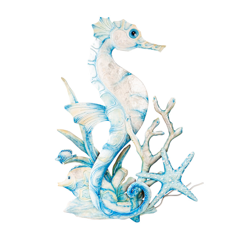 Seahorse in Coral Capiz & Metal Wall Decor,6awd965