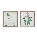 Metal Embossed Christmas Wall Decor with Wooden Frame,6awd981