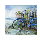 24" H x 24" L Textured Canvas, Coastal Shore with Bike