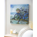 24" H x 24" L Textured Canvas, Coastal Shore with Bike